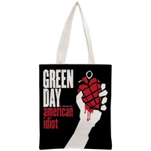 Custom Green Day Tote Bag Reusable Handbag Women Shoulder Foldable Cotton Canvas Shopping Bags 2024 - buy cheap