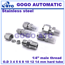 High quality quick coupler ZG 1/4'' male thread O.D 3 4 5 6 8 10 12 14 mm hard tube stainless steel straight connectors fittings 2024 - buy cheap