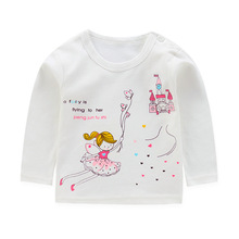 Футболка для девочек, весенне-осенняя футболка из чистого хлопка для маленьких мальчиков и девочек, детская рубашка с длинными рукавами, Топ 2024 - купить недорого