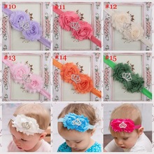 10PCS Free shipping 2017 New sunflower rhinestone crown girls headbands elastic newborn hair bands baby girls crowns 2024 - buy cheap
