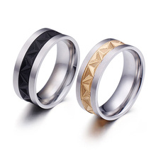 New Geometric Men's Ring Black / Gold Color Stainless Steel Ring Male Fashion Jewelry 8mm 2024 - buy cheap