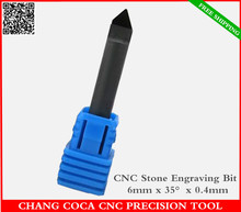 Fresa de extremo de carburo CNC sólido, broca de grabado de piedra de tungsteno, cortador de mármol, alta dureza para piedra, 6mm x 35 grados x 0,4mm, envío gratuito 2024 - compra barato