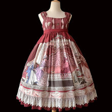 Vestido de ótima casa ~ doce estampado de cintura alta moda de lolita jsk 2024 - compre barato