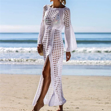 Sexy Hollow Out Crochet vestido cubierta-ups playa vestido verano mujeres Bikini cubrir túnica ropa de playa de punto plage 2019 2024 - compra barato