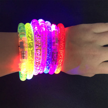 Free Shipping 50pcs/lot LED Glow Hand Ring Acrylic Bracelet Wristband Bubble Colour Changing Bangle Flashing Blinking Party 2024 - buy cheap