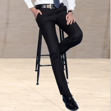 Calça social masculina de cor pura, calças pretas para homens de tamanho 28-38, slim fit, outono, calças de escritório, para negócios, 2018 2024 - compre barato