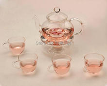Bule de chá de vidro com 6 unidades, 600ml + 4 unidades 80ml + 1 peça base de calor resistente ao calor vidro café chá copo ol 0008 2024 - compre barato