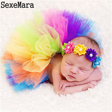 Cute Princess Newborn Photography Props Infant Costume Outfit with Flower Headband Baby Girl Summer Dress 2024 - buy cheap