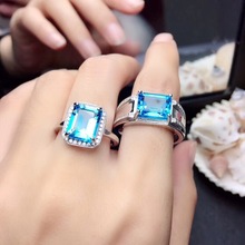 Couple Rings Natural Topaz Lover's Ring 925 sterling silver 8*10mm 2024 - buy cheap