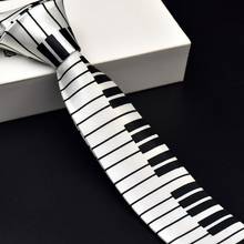 KLV Men's Black & White Piano Keyboard Necktie Tie Classic Slim Skinny Music Tie 2024 - buy cheap