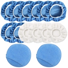 Almofada do aplicador da almofada do polidor do carro de 14 pces, capota de polimento de microfibra e almofada de enceramento com bolso do dedo-azul, branco 2024 - compre barato