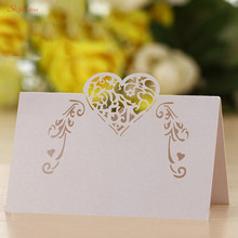 100Pcs Hollow Heart Shape Paper Table Name Card  Laser Cut Seat Card Wedding Decoration Supplies Seat Card 7zSH928 2024 - buy cheap