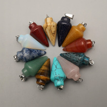 fashion 12pc natural stone pendulum High-quality Mixed circular Cone Tapered charms pendant for jewelry making wholesale 2024 - buy cheap