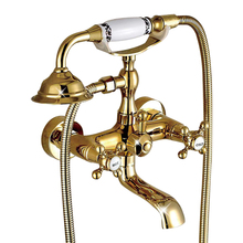 Antique Gold Polished Shower Set Phone Handle Hot And Cold Copper European Wall Type Shower Bath Faucet Retro Gold 2024 - buy cheap