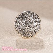100% 925 Sterling Silver Pave Sphere Charm, Clear CZ beads Fit Original Pandora Charms Bracelet DIY jewelry Winter 2024 - buy cheap
