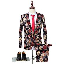 costume homme Mens  Suit Notched Lapel Sport Coat Floral One Button Slim Fit Tweed prom Suit groom tuxedo 2PCS terno masculino 2024 - buy cheap