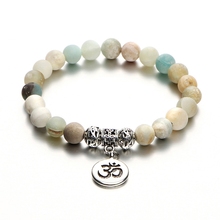 Bracelete de contas amazonita para ioga, rosário budista de jade de ágata, joia de oração 2024 - compre barato