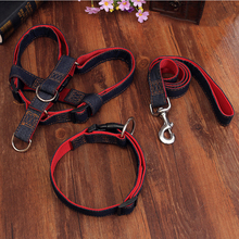 Correa de nailon para perro, conjunto de arnés y correa de 120cm de largo, color negro, rojo y azul, producto para mascotas 2024 - compra barato