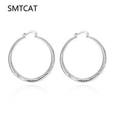SMTCAT Women's Jewellery Earring 925 argent Sterling Silver Fashion charm 40mm Big Hoop Earrings gift box free shipping 2024 - buy cheap