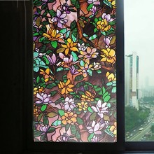 Painted orchid Window Privacy Film Glass Film Sticker Electrostatic anti-UV opaque Stained bathroom door Home Decoration Film 2024 - buy cheap