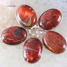 Buyershome oval 25x35mm joia feminina, colar para colar com miçangas de pedra natural vermelha, pingente jaspe recortado, 1 peça k673 2024 - compre barato