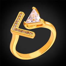Anel de zircônio cúbico dourado joia triangular da moda para mulheres anel ajustável 2016 novo revolver 2024 - compre barato