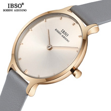 Ibso relógio de pulso feminino ultrafino, pulseira de couro genuíno, relógio de quartzo de alta qualidade, fashion para mulheres 2024 - compre barato