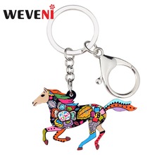 WEVENI Acrylic Original Running Horse Key Chains Keychains Rings Trendy Animal Jewelry For Women Girls Bag Car Purse Charms Gift 2024 - buy cheap