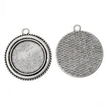 DoreenBeads Retail Charm Pendants Round Silver Color Cabochon Setting(Fit 25mm Dia)Nickel Free 4cm x 3.5cm,20PCs 2024 - buy cheap