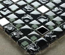 15mm Plated Black Crystal Glass Mosaic Tile for Kithchen Backsplash Bathroom Showroom Cabinet DIY decoration wallpaper wall tile 2024 - buy cheap
