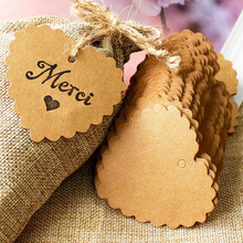 100pcs Heart Shape Gift Tags Party Wedding Favor Tags Heart Kraft Paper Hang Tags Hemp String Included Gift Labels 6.5x6cm 2024 - buy cheap