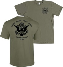 Новая летняя модная мужская футболка с флагом США и береговой охраны, зеленая Военная футболка USCG, американская хлопковая футболка с коротким рукавом 2024 - купить недорого