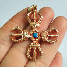 TBP344  Tibetan Cross Dorje Amulet Pendant For Man Brass Golden-plated Amulets 2022 - buy cheap