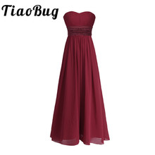 Tiaobug-vestido de dama de honra, sem alças, adulto, chiffon, longo, tule, longo, comprimento até o chão, vestido de baile, princesa, vestidos de verão 2024 - compre barato