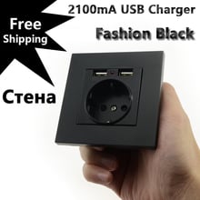 MiniTiger Wall Socket Power 16A EU Standard Outlet With Dual USB Charger Port for Mobile Phone PC panel Black USB Socket Power 2024 - buy cheap