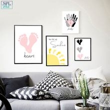 SPLSPL Frameless Cute Cartoon Nordic Poster Family Hand Foot Sun Wall Art Print Canvas Painting Pictures For Kids Room Decor 2024 - buy cheap