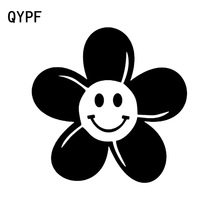 QYPF 14,2 см * 14,2 см изящная улыбка блестящий цветок высокое качество виниловая прозрачная наклейка для автомобиля Наклейка C18-0532 2024 - купить недорого