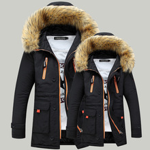 Casaco de inverno longo 2020, jaqueta quente de veludo com gola grande de lã para homens, plus size 2024 - compre barato