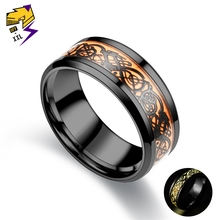 Yellow Glowing Luminous Black Dragon Rings Men Stainless Steel Glow in the Dark Fluorescent Ring Women Wedding Aneis Jewelry 2024 - buy cheap