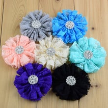 100 pcs/lot , lace fabric flowers, Ballerina ruffled flower , Wholesale Rhinestone Lace flowers 2024 - buy cheap