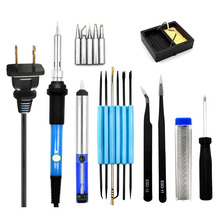 110V 60W Adjustable Temperature Electric Soldering Iron Kit+5pcs Tips+Tweezers Solder Wire Portable Welding Repair Tool(US Plu 2024 - buy cheap