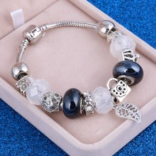 Fashion Clear Stone Beads Bracelets Ethnic Style Silver Plated Leaf Crystal Round Glass Charm Statement Jewelry 2024 - buy cheap