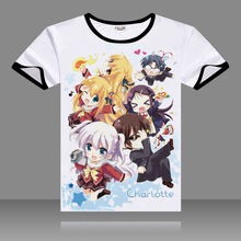 Anime Charlotte T-shirts Black O-Neck Short Sleeve Nao Tomori Tops Fashion Printed Fancy Tees Summer t shirts 2024 - buy cheap