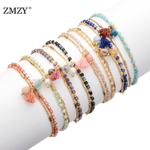 ZMZY 8PCS Mixed Lady Fashion Charm Bracelet Candy Square Crystal Gold Chain Bracelets for Women/Girls Love Wedding Jewelry Gifts 2024 - buy cheap