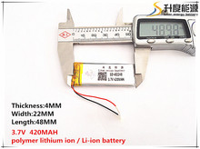 Batería de iones de litio/polímero para juguetes, cargador de batería, GPS,mp3,mp4, teléfono móvil, altavoz, 3,7 V,420mAH,[402248], 5 uds. [SD] 2024 - compra barato