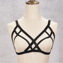 Novo sutiã feminino sensual halter vazado roupa interior aberta peito bandagem sutiã camisa top lingerie envelhecida sutiã gaiola punk goth 2024 - compre barato