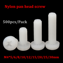 500pcs M4 Nylon Cross Recessed Pan Head Screws Plastic Spacer Phillips Screw M4*6/8/10/12/15/20/25/30mm 2024 - buy cheap