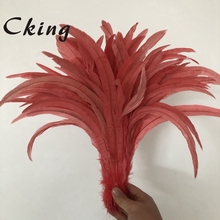 100pc/lot Coral Chicken Feather 14-16inches DIY Clothing Accessories Wedding Stage Dress Skirt Cock Feather Decoration 27colors 2024 - buy cheap