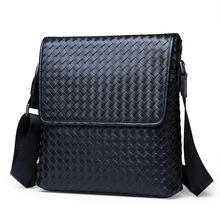 Fashion male handbag genuine Leather Shoulder Bag Casual Business Woven Mens Messenger Bag Vintage Men Crossbody Bag Male bolsas 2024 - buy cheap
