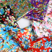 HLQON-tela satinada suave para mujer, pañuelo vintage pequeño floral, tejido suave para Vestido de playa, bufanda, retales de 150cm de ancho 2024 - compra barato